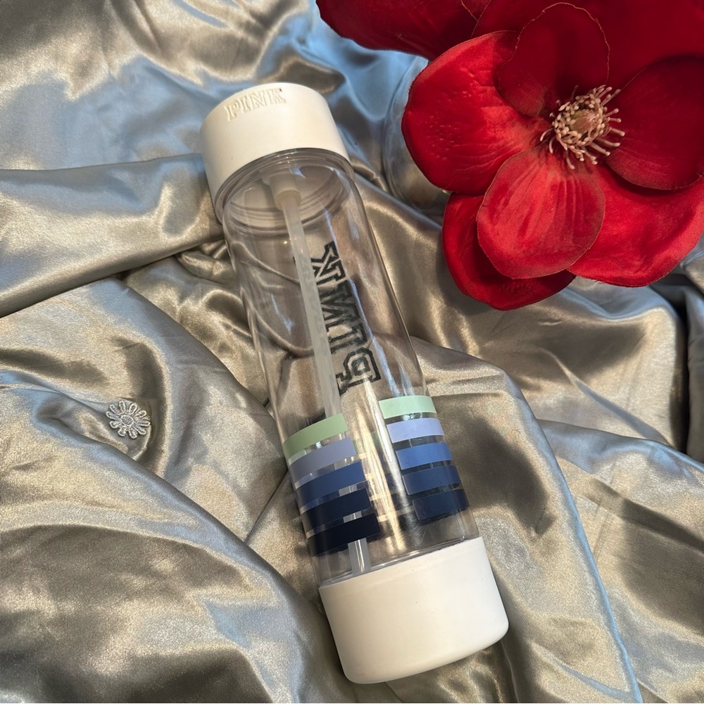 🌹VINTAGE PINK “VICTORIA’S Secret” Clear Water Bottle with Straw